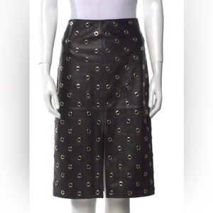Veronica Beard Black Studded Leather Skirt Size 6